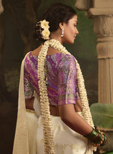 India Silk White Presents Pure Crepe Dola Silk Sarees Featuring Elegant Zari Weaving And Unique